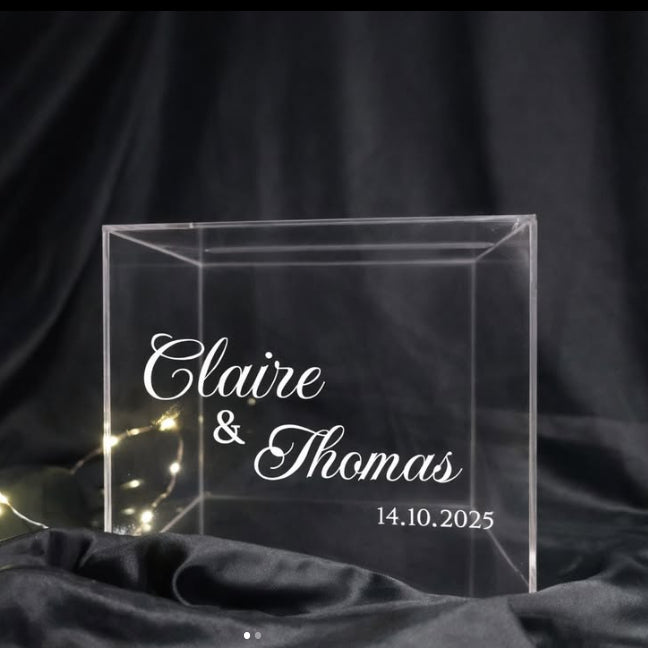 Urne transparente personnalisée en location pour mariage