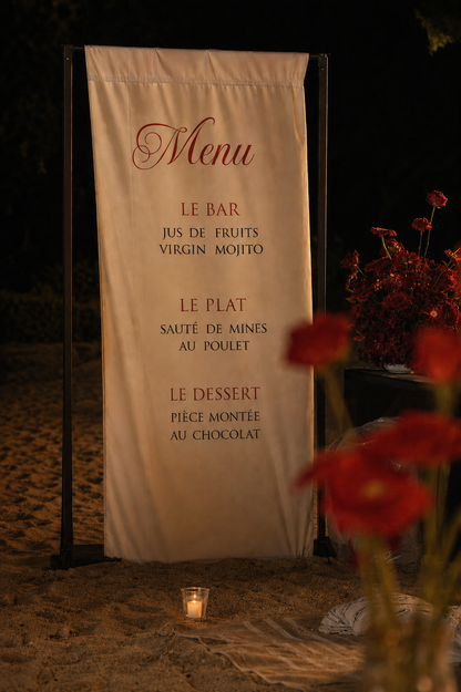 Support en métal pour fond en tissu