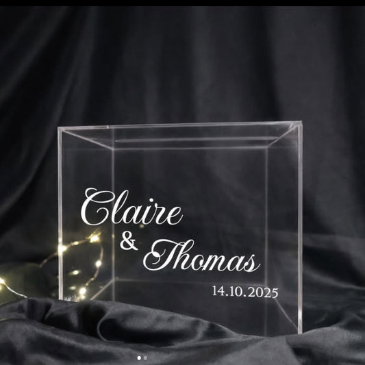 Urne transparente personnalisée en location pour mariage