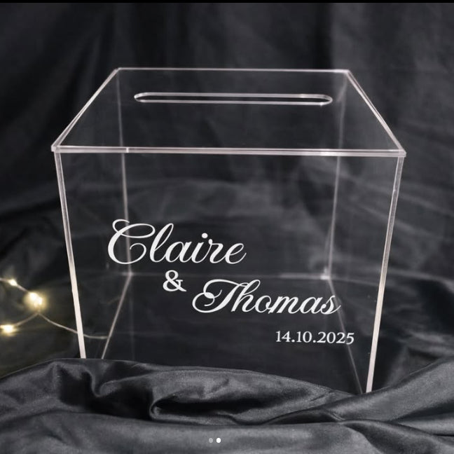 Urne transparente personnalisée en location pour mariage