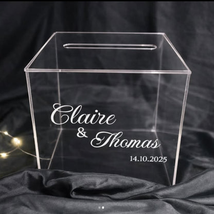 Urne transparente personnalisée en location pour mariage